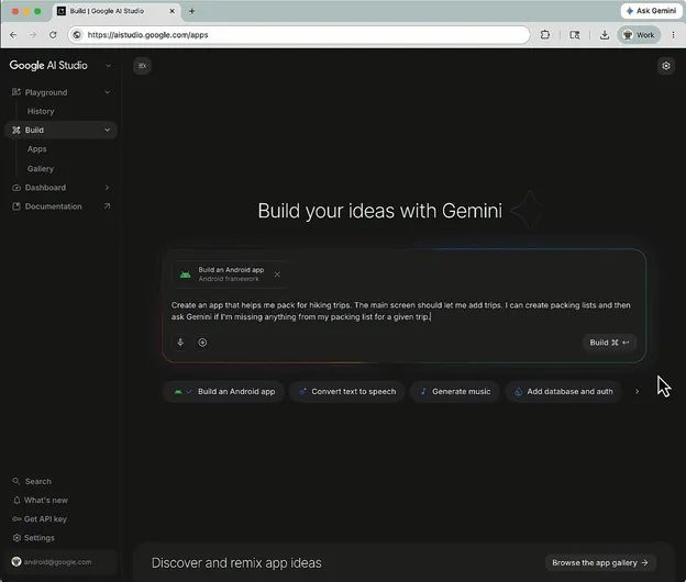 Natywna aplikacja Android tworzona w Google AI Studio