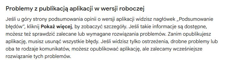 Oficjalna pomoc Google Play dotycząca weryfikacji wydania i komunikatów