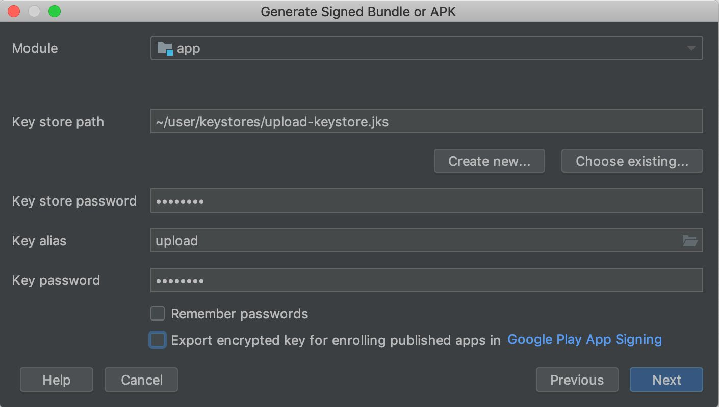Instrukcja generowania podpisanego pakietu AAB w Android Studio