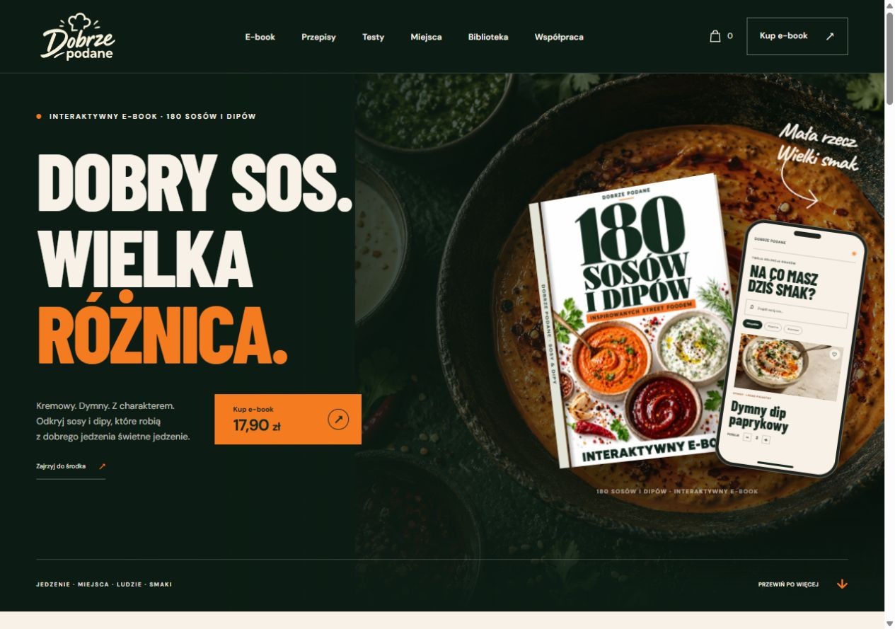 Strona Dobrze Podane: prezentacja interaktywnego e-booka kulinarnego